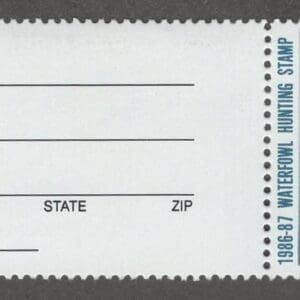 Scott# OK7 "1986 OKLAHOMA STATE DUCK" MNH WITH TAB, NICELY CENTERED