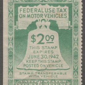 Scott# RV1 "MOTOR VEHICLE TAX STAMP" MNH