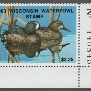 Scott# WI6 "1983 WISCONSIN STATE DUCK" MNH, NICELY CENTERED