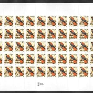 Scott# 3031 "AMERICAN KESTREL" S/A MNH SHEET (50) PLATE # 8888A