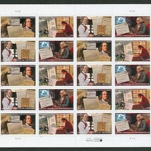 Scott# 4021-24 "BENJAMIN FRANKLIN" MNH SHEET (20) NICELY CENTERED