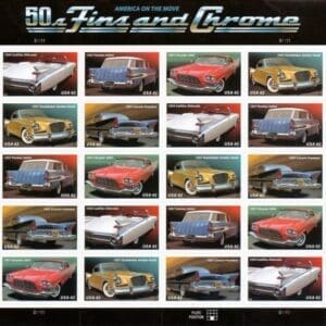 Scott# 4353-57 "50's FINS n CHROME" CLASSIC CARS MNH SHEET (20)