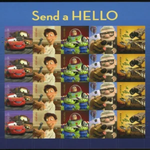 Scott# 4553-57 "PIXAR: SEND A HELLO" S/A FULL SHEET (20) MNH