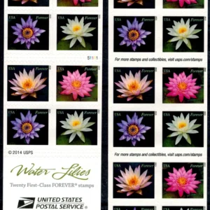 Scott# 4964-67 "WATER LILIES" S/A BOOKLET PANE (20) MNH
