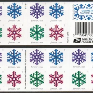 Scott# 5031-34 "GEOMETRIC SNOWFLAKES" S/A BOOKLET PANE (20) MNH