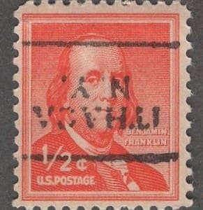 Scott# 1030 "FRANKLIN" MNH INVERTED ITHACA N.Y. PRECANCEL
