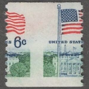 Scott# 1338A "FLAG OVER WHITE HOUSE" MNH EFO MISPERF COIL SINGLE