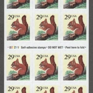 Scott# 2489A "RED SQUIRREL" UNFOLDED BOOKLET (18) PLATE# D22211