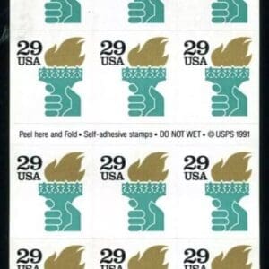 Scott# 2531Ab "TORCH" MNH S/A ATM BOOKLET PREPHOSPHORED PANE (18)
