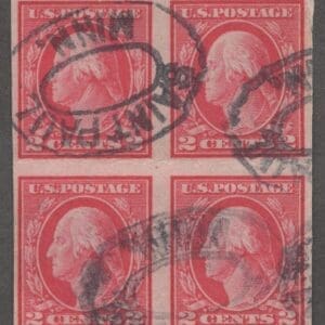 Scott# 482 "WASHINGTON" USED BLOCK (4) SAINT PAUL MN DBL OVAL