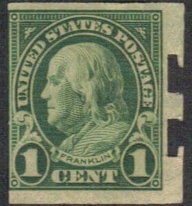 Scott# 575 "FRANKLIN" MINT IMPERF WITH SCHERMACK PRIVATE PERFS