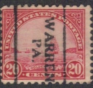 Scott# 698 "GOLDEN GATE" MINT WARREN PA. PRECANCEL