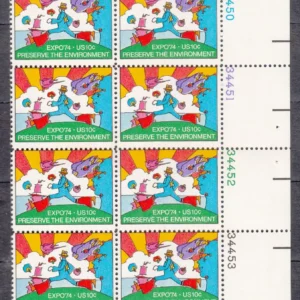 Scott# 1527 "PETER MAX - EXPO 74 WORLDS FAIR" PLATE STRIP (16) MNH