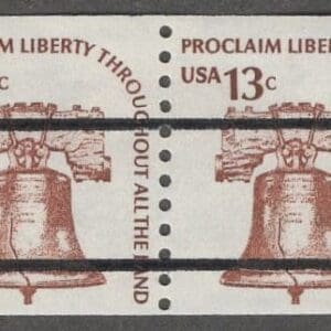 Scott# 1618a "LIBERTY BELL" MNH BUREAU PRECANCEL COIL PAIR, SHINY GUM