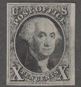 Scott# 2 "WASHINGTON" USED, 4 MARGINS, FAINT PEN CANCEL * WOW *