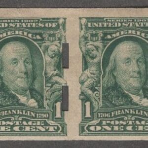 Scott# 314 "FRANKLIN" MNH IMPERF, SCHERMACK TYPE III COIL PAIR