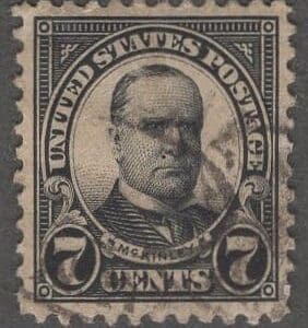 Scott# 559 "MCKINLEY" FLAT PLATE, USED SINGLE, NICELY CENTERED
