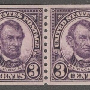 Scott# 600 "LINCOLN" MNH COIL PAIR, NICELY CENTERED