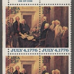 Scott# 1691-94 "DECLARATION OF INDEPENDENCE" MNH ZIP BLOCK (4)