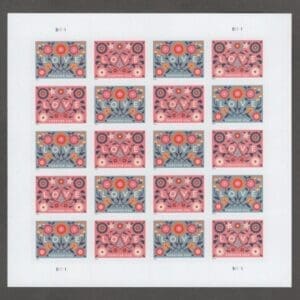 Scott# 5660-61 "LOVE FLOWERS" MNH SE-TENANT SHEET (20) NICELY CENTERED