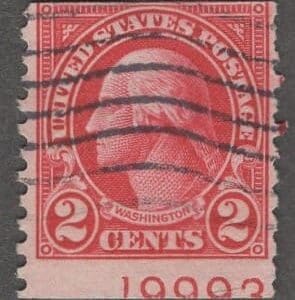 Scott# 599 "WASHINGTON" USED ROTARY PRESS PLATE #19993 SINGLE