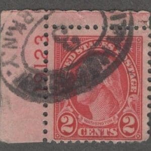 Scott# 634 "WASHINGTON" USED PLATE # SINGLE WITH N.Y. DOUBLE OVAL