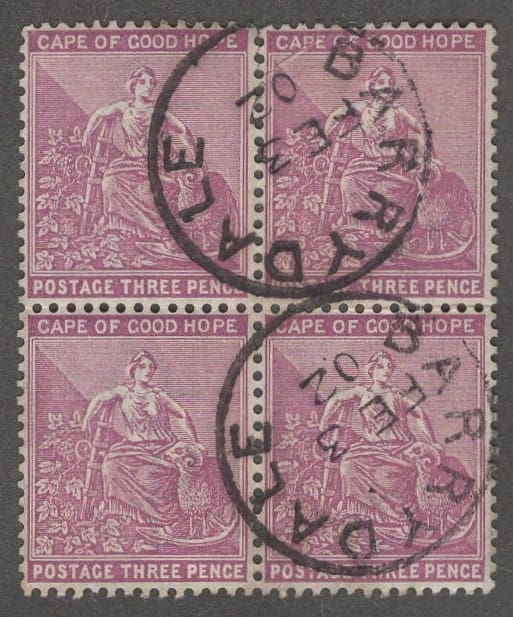 CAPE of GOOD HOPE Scott# 46 "ALLEGORY of HOPE" USED BLOCK (4)