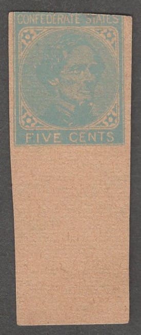 Scott# CSA7 "DAVIS" MNH, NICELY CENTERED WITH BIG SELVAGE