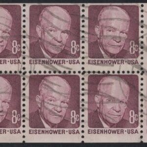 Scott# 1395a "DWIGHT D EISENHOWER" USED BOOKLET PANE (8) NICELY CENTERED