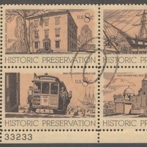 Scott# 1440-43 "HISTORIC PRESERVATION" USED PLATE BLOCK