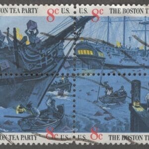 Scott# 1480-83 "BOSTON TEA PARTY" USED BLOCK (4) NICELY CENTERED