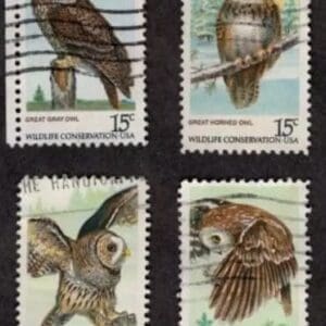 Scott# 1760-63 "AMERICAN OWLS" USED SINGLES SET (4) NICELY CENTERED