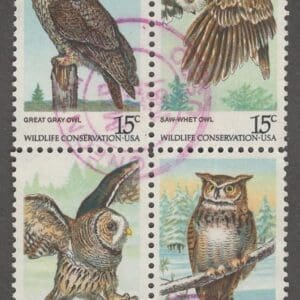 Scott# 1760-63 "AMERICAN OWLS" USED BLOCK (4) NICELY CENTERED