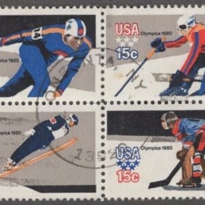 Scott# 1795-98 WINTER OLYMPICS-LAKE PLACID USED SE-TENANT BLOCK (4)