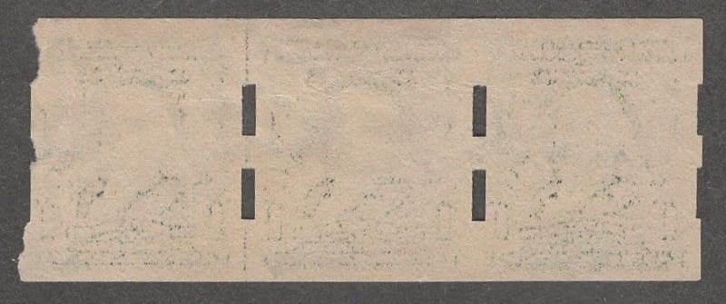 Scott# 314 "FRANKLIN" USED IMPERF, SCHERMACK TYPE III COIL STRIP (3) W/LINE PAIR - Image 2