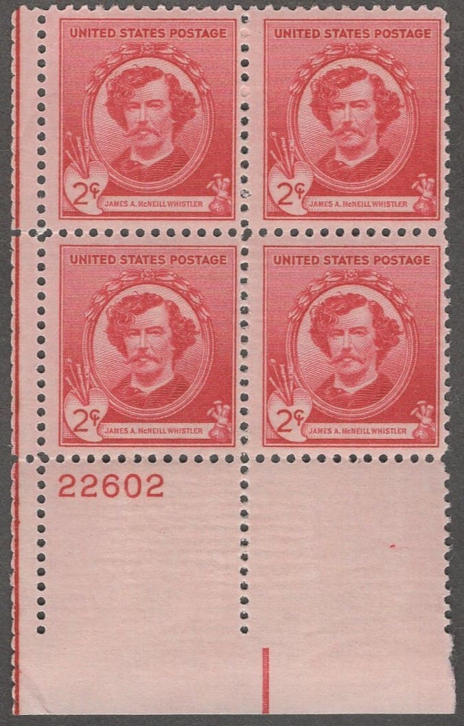 Scott# 885 "JAMES A McNEILL - FAMOUS AMERICAN" PLATE BLOCK (4) MNH * SEE DETAILS *