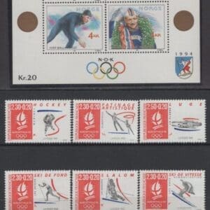 FRANCE & NORWAY 1990 OLYMPICS COMMEMORATIVES and SOUVENIR SHEET