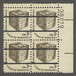 Scott# 1584a "EARLY BALLOT BOX" SCARCE PRECANCEL PLATE BLOCK (4)