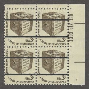Scott# 1584a "EARLY BALLOT BOX" SCARCE PRECANCEL ZIP BLOCK (4)