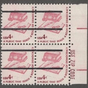 Scott# 1585a "BOOKS & EYEGLASSES" SCARCE MNH PRECANCEL ZIP BLOCK (4)