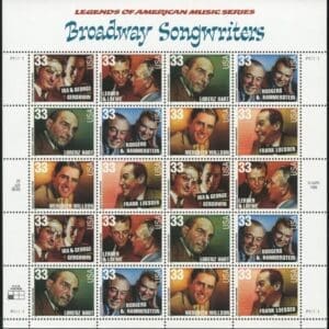 Scott# 3345-50 "BROADWAY SONGWRITERS" FULL SHEET (20) MNH