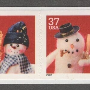 Scott# 3680-83 HOLIDAY SNOWMEN MNH COIL STRIP (4) WITH PLATE #