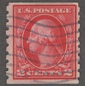 Scott# 413 "WASHINGTON" USED SLWMK COIL, FLAG CANCEL, NICELY CENTERED