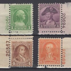 Scott# 705, 708, 709 & 711 "WASHINGTON BICENTENNIAL" PLATE # SINGLES, MINT
