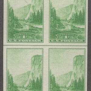 Scott# 756 "YOSEMITE NAT'L PARK" IMPERF HORIZ. CENTERLINE BLOCK (4) MNH, NGAI