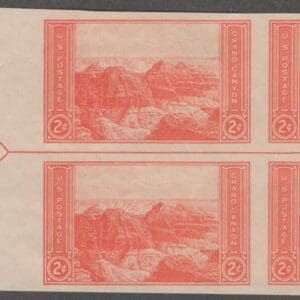 Scott# 757 "NAT'L PARKS-GRAND CANYON" MNH LEFT HORIZ. ARROW LINE BLOCK (4)