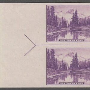 Scott# 758 "NATIONAL PARKS-MIRROR LAKE" LEFT CENTER LINE PAIR W/ ARROW, MNH