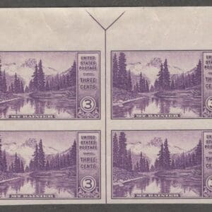Scott# 758 "NATIONAL PARKS-MIRROR LAKE" MNH TOP CENTER LINE ARROW BLOCK (4)