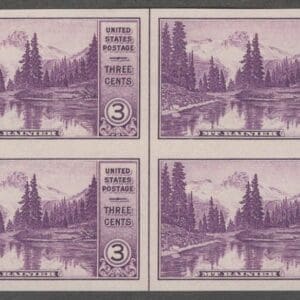 Scott# 758 "NATIONAL PARKS-MIRROR LAKE" MNH VERTICAL CENTER LINE BLOCK (4) NGAI