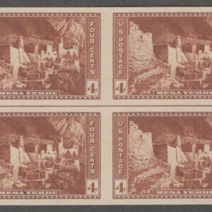 Scott# 759 "MESA VERDE - NATIONAL  PARKS" MNH HORIZONTAL CENTERLINE BLOCK (4) NGAI